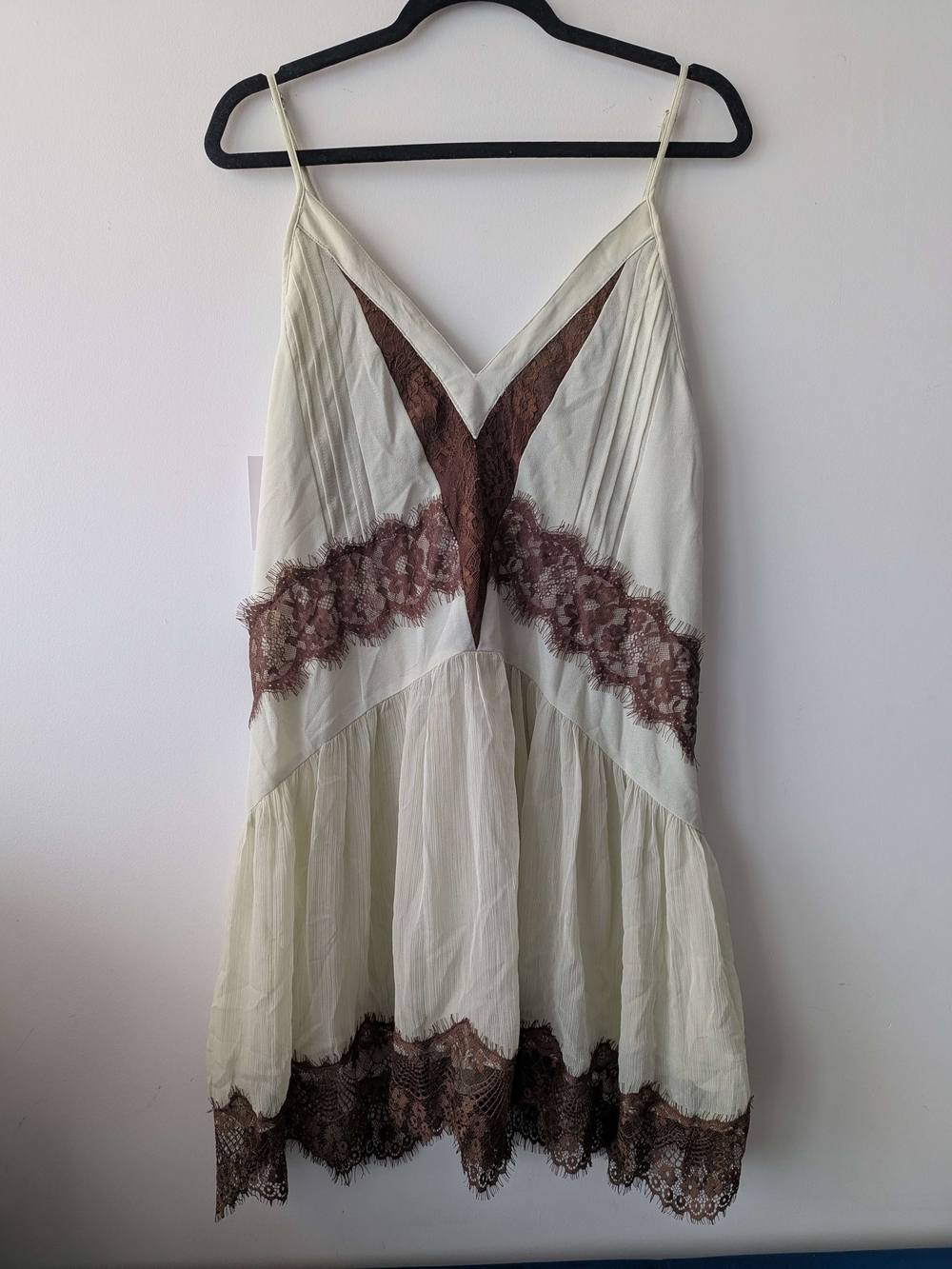 Mint Dress with Brown Lace Trim